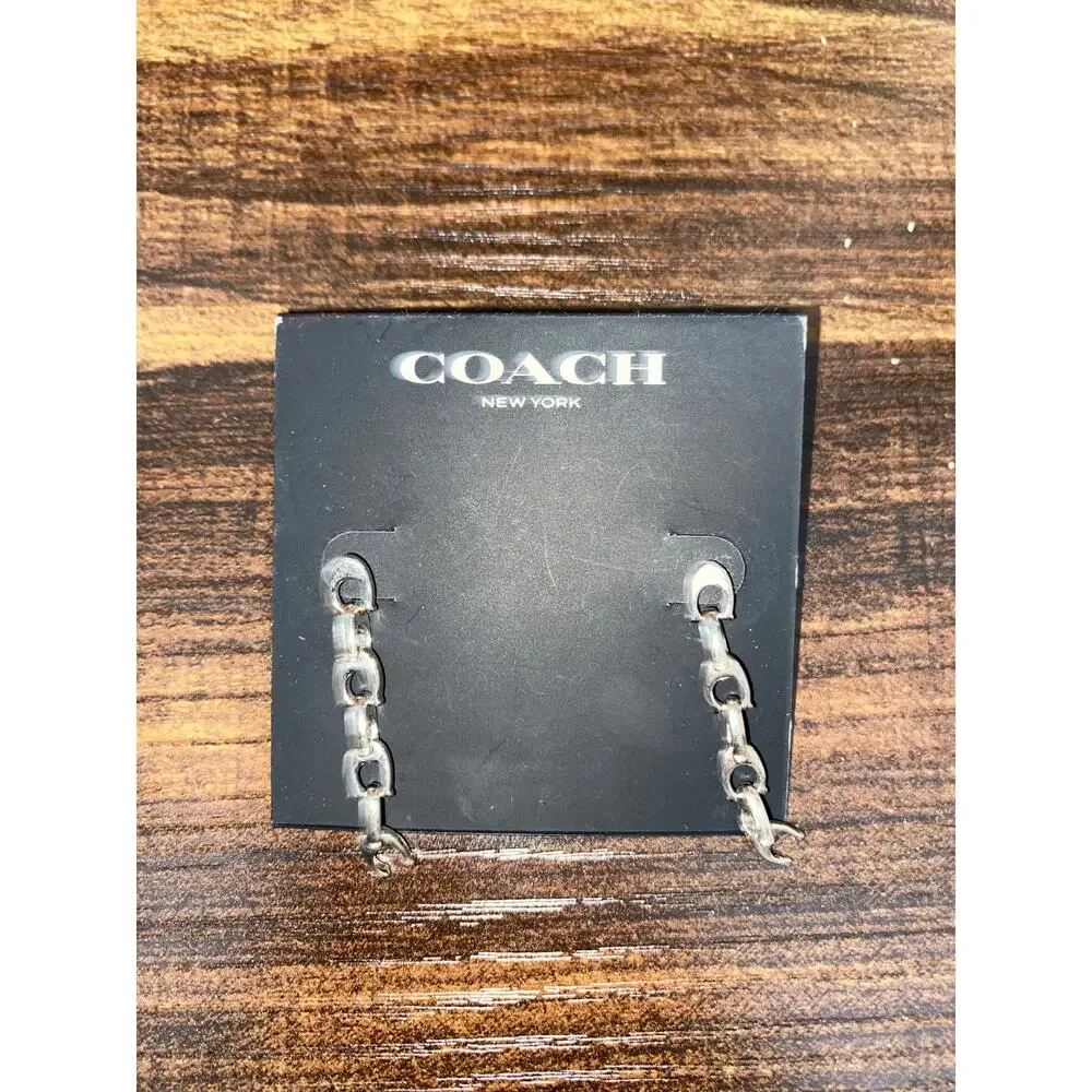 Coach Jewelry Set Bundle Lot Earrings NWT Signature Bangle Bracelet Black Silver - Picture 4 of 11
